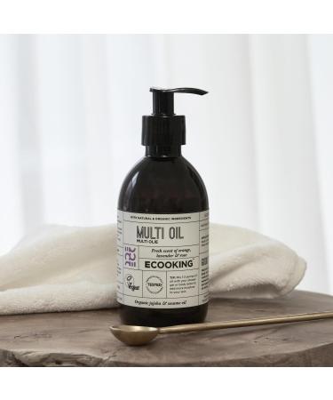 Ecooking Organic Multi Oil Fragrance-Free 300ml | Moisturising Body Oil for Damp Skin Post-Bath/Shower | Jojoba Oil Sesame Oil & Calming Essential Oil Extracts of Orange Lavender & Rose With Fragrance - Buy Online on GoSupps.com
