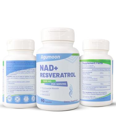 Agumoon NAD+ Supplement 1000mg Liposomal NAD Nicotinamide Riboside Supplement with Resveratrol & Quercetin for Women and Men - 90 Capsules - Buy Online on GoSupps.com