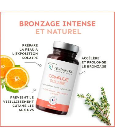 SOLAR COMPLEX | Nutroxun + Ceramosides + Lycopene + Copper | Express Tan Accelerator | Complete Self-Tanning Formula | All Skin Types | 90 Vegan Capsules | Made in France | Terravita - Buy Online on GoSupps.com