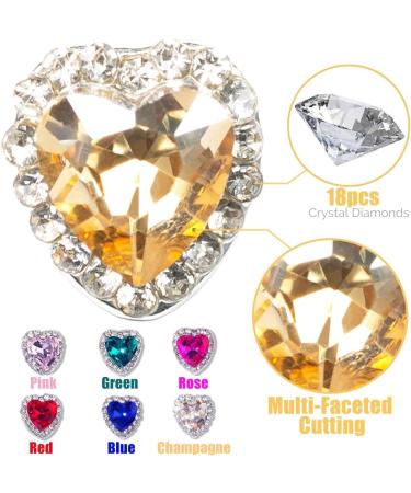 Qiipii 30 Pcs Heart Nail Charms for Nails - Valentine's Day 3D Rhinestones in 6 Colors - Love Crystal Diamond Alloy Nail Art Jewelry for Acrylic Nails - Wedding Manicure Supplies - Buy Online on GoSupps.com
