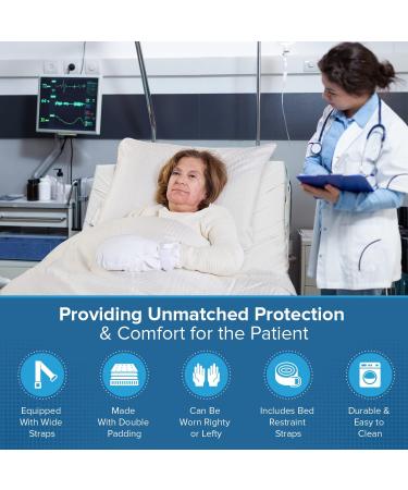Medical Double Security Mitts for Elderly & Medical Procedures - One Size Fits All with Extra Padding for Comfort & Protection - Includes Bed Restraints - 2 Gloves - Buy Online on GoSupps.com