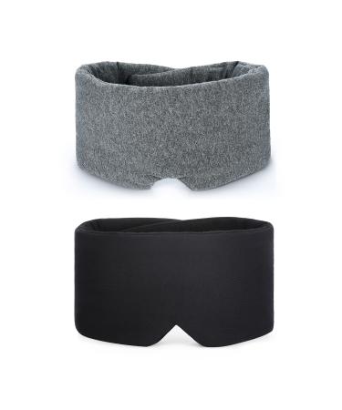 FRESHME Sleep Mask Blackout - Handmade Cotton Sleep Mask for Sleeping Black Soft Eye Cover for Sleeping with Adjustable Veclro Breathable Eye Blindfold Eye Mask for Women Men Night Nap Trave