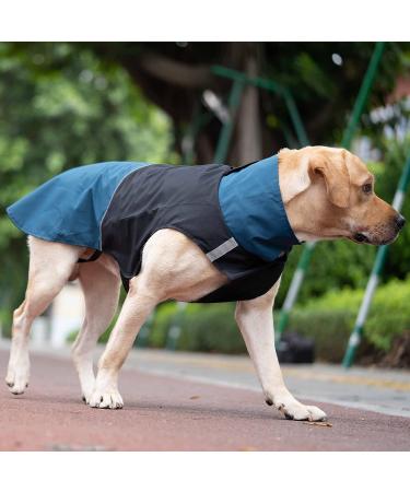 ROZKITCH Waterproof Dog Jacket with Harness Opening, Reflective Strip, Adjustable Windproof Raincoat for Small Medium Large Dogs - Blue-Black XL (Chest 28.3-32.2) - Buy Online on GoSupps.com