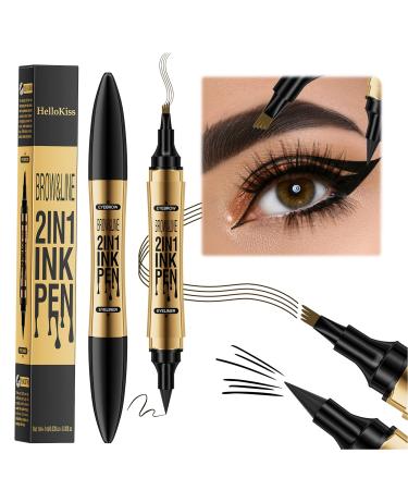 HENGBIRD Magic Eyebrow Pencil 2 in 1 3D Upgrade Multifunction Microblading Eyebrow Precise Eyebrow Pencil with 4 Tips Durable Natural Eyebrow Pencil (Dark Brown)