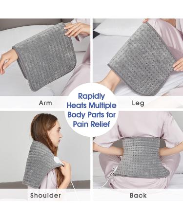 JKMAX Heating Pad for Back Pain Relief - 10 Heat Settings - Moist/Dry Heat Therapy - Machine-Washable - 12x24 Inch Grey - Buy Online on GoSupps.com