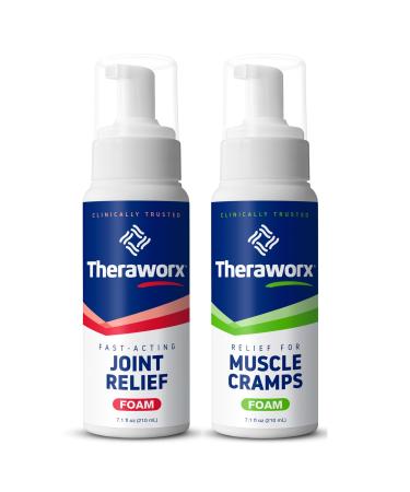 Theraworx Muscle Cramp and Spasm Relief Foam & Joint Discomfort and Inflammation Foam - Two 7.1oz Value Bundle