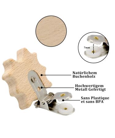 Shop Tallkeey 6 Pieces Wooden Pacifier Clips - Baby Dummy Nipple Holders & Pacifier Chains for Safe & Stylish Allowance - Buy Online on GoSupps.com