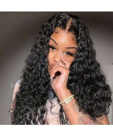 28 Inch Glueless Lace Front Human Hair Wigs Pre Plucked Brazilian Deep Wave Human Hair Wig with Baby Hair Glueless Lace Wigs Front Human Wig 9A 150% Density Pre Plucked Wig Natural Hair Line 28 Inch ( Pack of 1 ) 4x4 Wigs