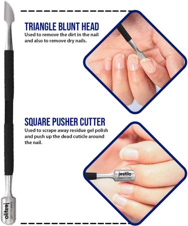Jestilo Stainless Steel Cuticle Pusher and UV Gel Nail Polish Remover Pack of 2 Cuticle Remover & Trimmer | Nail Art Tools Scraper and Cleaner (Black) - Buy Online on GoSupps.com