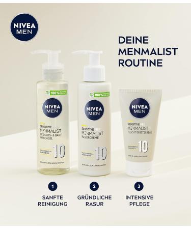 Nivea Men Sensitive Minimalist Razor Cream (200ml) - Gentle Shaving Gel with 10 Ingredients Pack of 3 for All Beard Types - Buy Online on GoSupps.com