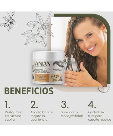  ANIAN ANIAN - Keratin Jojoba and Shea Mask 350 ml for damaged and frizzy hair restoring and shine deeply nourishes and restores hair controls frizz - Buy Online on GoSupps.com