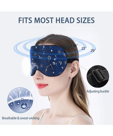100% Silk Sleep Mask with Adjustable Strap - Golden Starrysky Blue - Buy Online on GoSupps.com