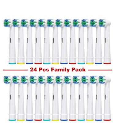 Banavos Toothbrush Heads Compatible with Most Braun Oral B Electric Toothbrushes 24 Pieces Classic Round Brush Heads Replacement Refills for Professional Care and Vitality Pro Smart Genius Series 24 Pieces White