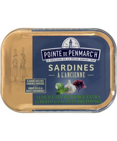Old-style sardines with pesto and seaweed from Brittany Pointe de Penmarc'h pack of 6 cans of 115 g - Delivery in 2 to 3 days - Buy Online on GoSupps.com