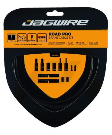 Jagwire - Road Pro Brake DIY Cable Kit | for Road Brake Caliper Bikes | Polished Stainless Bicycle Cables, SRAM and Shimano Compatible, 10 Color Options Stealth Black