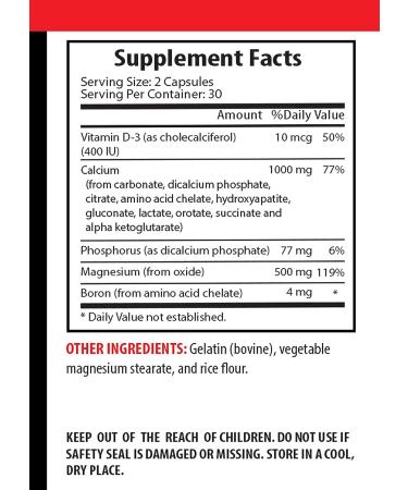 Bone Strength Supplement - Calcium, Magnesium, Phosphorus, Vitamin D-3 & Boron - 60 Capsules for Healthy Bones in Men & Women - Buy Online on GoSupps.com