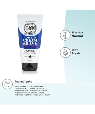 SoftSheen-Carson Magic Razorless Shaving Cream for Men - 6 oz Hair Removal Depilatory Cream - Regular Strength, Works in 4 Minutes - No Razor Needed - Buy Online on GoSupps.com