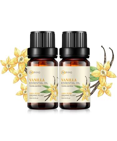 2-Pack Vanilla Essential Oil - 100% Pure Organic Natural Plant (Vanilla planifolia) Vanilla Oil for Diffuser Aroma Spa Massage Yoga Perfume 2x10ML Vanilla 0.17 Fl Oz (Pack of 2)