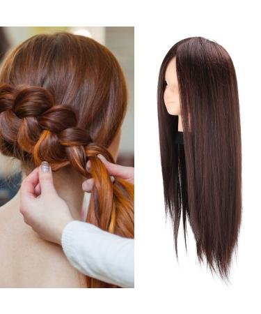 Hairdresser training head high-temperature fiber make-up window puppet pure head without make-up for cutting weaving designing dyeing (dark brown)
