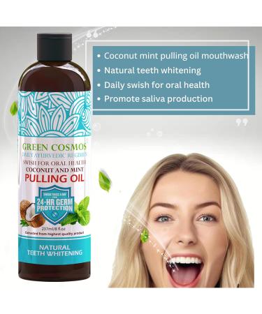 Coconut Mint Pulling Oil Mouthwash 237ml - Natural Teeth Whitening & Oral Health | Ayurvedic Alcohol & Fluoride Free for Fresh Breath & Healthy Gums - Buy Online on GoSupps.com
