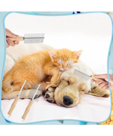 2 Pcs Dog Metal Combs | Cat Wooden Handle Grooming Comb | Stainless Steel Double-Sided Pet Grooming Brush | Long & Short Hair Fur Tool - Buy Online on GoSupps.com
