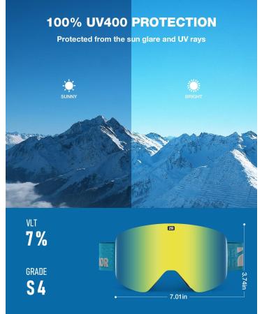 ZIONOR X11 Ski Goggles - A3-Blueframe Gold Lens VLT 7% - for Men and Women - Buy Online on GoSupps.com