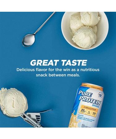 Pure Protein Vanilla Cream Shake | 35g Complete Protein | Keto-Friendly | 12 Pack, 11oz Cans - Buy Online on GoSupps.com