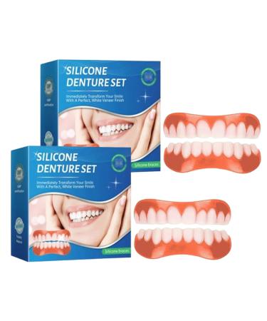 Ayyecoeeye Teeth Ayyecoeeye Dentures Ayyecoeeye Whitening Artificial Teeth Dentures Silicone Reline Denture Set (2 Pcs)