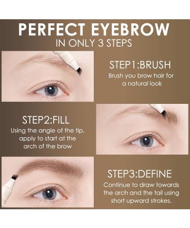 FOCALLURE FLUFFMAX Tinted Eyebrow Pen - Long-Lasting Smudge-Proof Microblading with Micro-Fork Tip in Medium Brown BB02 for Natural Brows - International Shipping Available - Buy Online on GoSupps.com