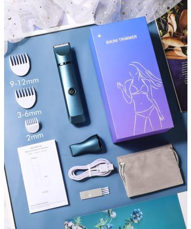 Ladies Bikini Trimmer - LNKERCO 2 in 1 Electric Razor IPX7 Waterproof for Legs, Arms, and Bikini Area - Blue - Buy Online on GoSupps.com