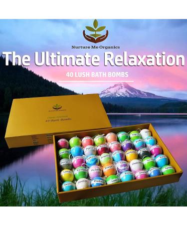 40 Large Organic Bath Bombs Gift Set - Infused with Essential Oils - Aromatherapy Spa Bombs for Women, Men & Kids - Bulk Individually Wrapped - Buy Online on GoSupps.com