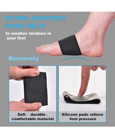 Binstorsty Compression Arch Support Sleeves with Gel Pad - Plantar Fasciitis Relief, Soft Silicone Padding (2 Pair Black, One Size Fits All) - Buy Online on GoSupps.com