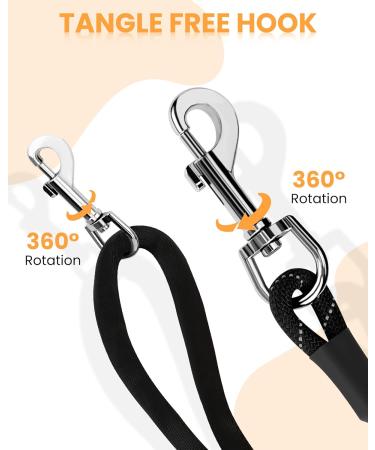 HAPPY HACHI 15m/50ft Reflective Dog Training Lead | Nylon Rope with Soft Handle and 2 Swivel Clips | Ideal for Large, Medium, and Small Dogs | Black - Buy Online on GoSupps.com