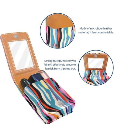 Travel Lipstick Organizer Case | Portable Makeup Bag with Mirror | Colorful Zebra Texture Art Pattern - Shop Now - Buy Online on GoSupps.com