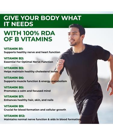 TU Vita B Complex Vegetable Capsules 100% RDA B Vitamins (B1 B2 B3 B5 B6 B7 B9 B12) Vitamin C Calcium Iron Zinc Potassium Folic Acid 120 Count - Buy Online on GoSupps.com