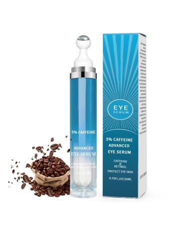 5% Caffeine Eye Cream Anti Aging, Cream For Puffiness & Bags Under Eyes, 1 PCS Caffeine Eye Serum With Under Roller For Wrinkles, Fine Lines & Dark Circles, Natural Eyes Daily Care 1PCS