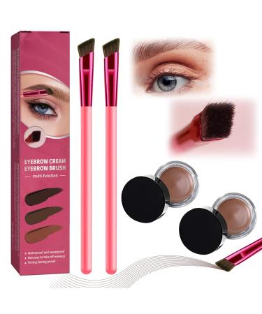 Home Eyebrow Care Kit 4d Laminated Anjoise 4D Laminated Brow Home-Grooming Kit Anjoise Eyebrow Pen Multi-Function Eyebrow Concealer Contour Brush 4D Hair Stroke Brow Stamp Brush (Light Brown)