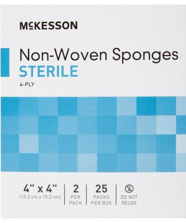 McKesson Sterile Non-Woven Sponges 4-Ply High Absorbency 4x4 Inch - 50 Count - Buy Online on GoSupps.com