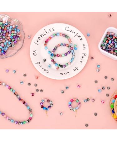 500pcs Quefe Craft Beads for Bracelets Making - Ink Patterned Space Acrylic Beads with Spacer Beads and Crystal String (8mm) - Buy Online on GoSupps.com