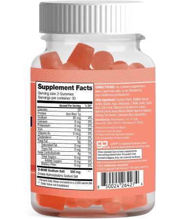 Real Ketones Exogenous Keto DBHB Gummies - White Peach Flavor | 30 Servings - Buy Online on GoSupps.com