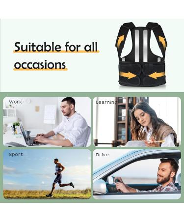 Adjustable Back Support Brace Posture Corrector for Women and Men - Upper Back Straightener - Relief Neck, Back, and Shoulder Pain (Size L) - Buy Online on GoSupps.com