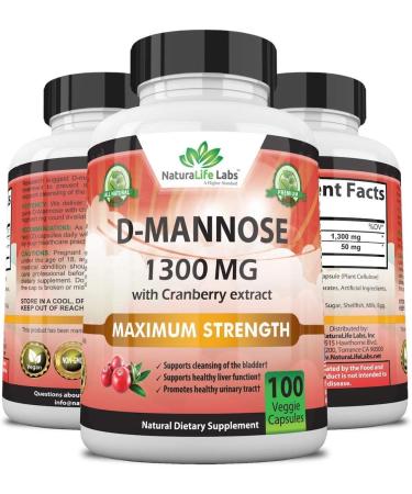 D-Mannose 300mg with Cranberry Extract | Flush Impurities, Support Urinary Tract Health - 100 Veggie Capsules - Buy Online on GoSupps.com