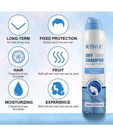 Waterless Dry Shampoo Powder Spray 6.73oz - Nourishing Lemon & Orange Scent - Instantly Absorbs Oil for All Hair Types - Travel Size Refreshing Dry Shampoo - Buy Online on GoSupps.com