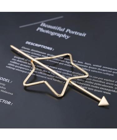 Dervivea Minimalist Star Hair Sticks Pins Gold Hair Bun Star Holder Hair Fork Clip Hollow Hair Bun Stick Metal Geometry Hairpins Bun Accessories for Women and Girl Headdress - Buy Online on GoSupps.com