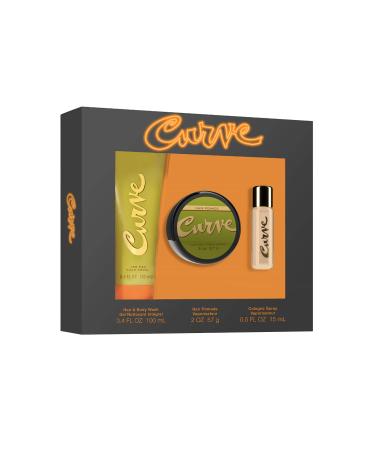 Curve Curve for Men Men's Fragrance 3 Piece Gift Set 0.5 Fl. Oz. Cologne Pocket Spray 3.4 Oz After Shave Balm and 2.0 Oz Hair Pomade 3 Count 3 Count (Pack of 1) 3 Piece Gift Set