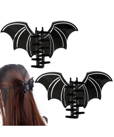 2Pcs Halloween Claw Clips Halloween Hair Clips Spooky Bat Hair Clip Scary Halloween Hair Clips Decorative Halloween Hair Accessories for Carnival Cosplay Costume Party
