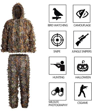 SCYLFEHDP Ghillie Suit - 3D Leafy Camo Suit for Men, Turkey Hunting, Lightweight Outdoor Gear - L (Fit Tall 5.9-6.2ft) - Buy Online on GoSupps.com