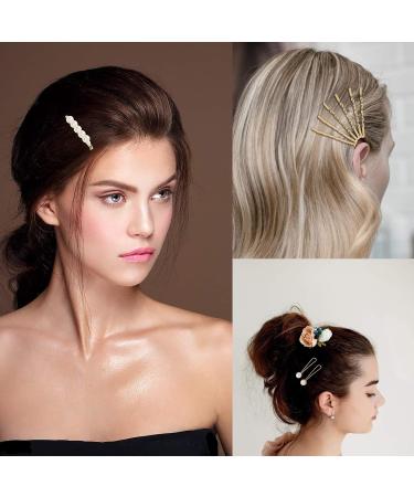 Airsmall 21 Pearls Hair Clip Set - Handmade Vintage Gold Hairpins for Women & Girls - Elegant Artificial Pearl Hair Jewelry - Buy Online on GoSupps.com