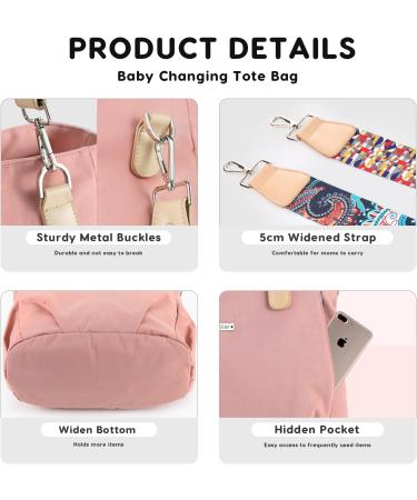 Sonarin Stylish Waterproof Baby Diaper Bag - Big Capacity Travel Shoulder Bag with Stroller Hooks & Pad - Pink - Buy Online on GoSupps.com