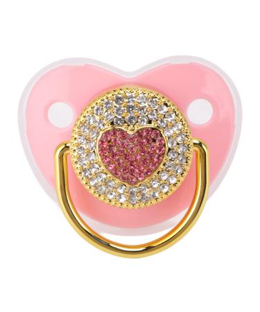 Ritoeasyports infant pacifier pacifier heart shape shiny rhinestones baby pacifiers soft baby pacifier nipple (pink) milk powder feeding feeding with milk powder feeding